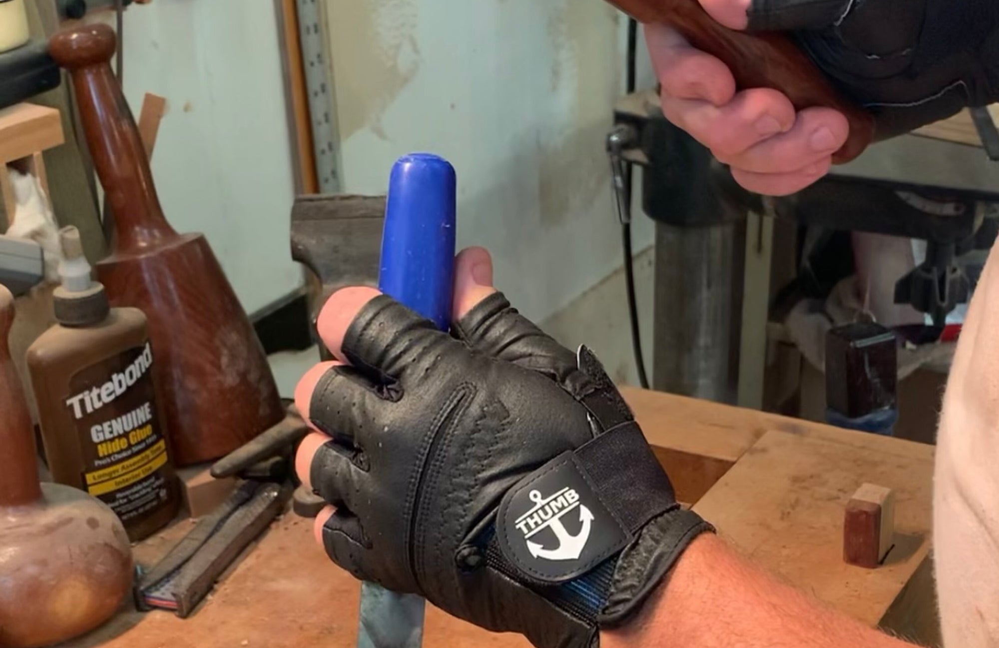 Black Fingerless Arthritis Glove Woodworking